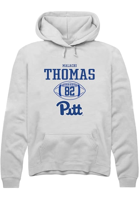 Malachi Thomas Rally Mens White Pitt Panthers NIL Sport Icon Hooded Sweatshirt