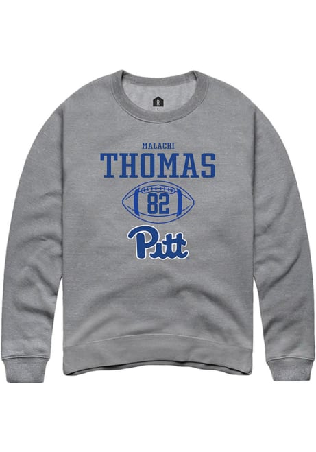 Malachi Thomas Rally Mens Graphite Pitt Panthers NIL Sport Icon Crew Sweatshirt