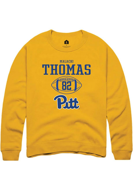 Malachi Thomas Rally Mens Gold Pitt Panthers NIL Sport Icon Crew Sweatshirt