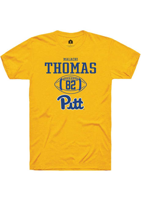 Malachi Thomas Gold Pitt Panthers NIL Sport Icon Short Sleeve T Shirt