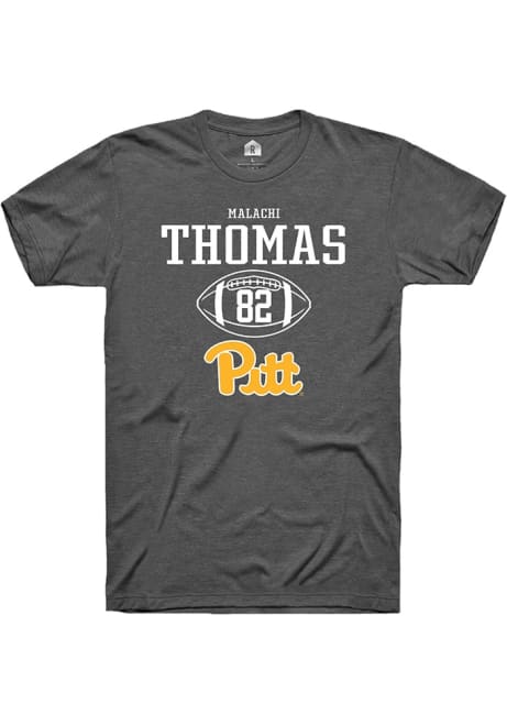 Malachi Thomas Dark Grey Pitt Panthers NIL Sport Icon Short Sleeve T Shirt