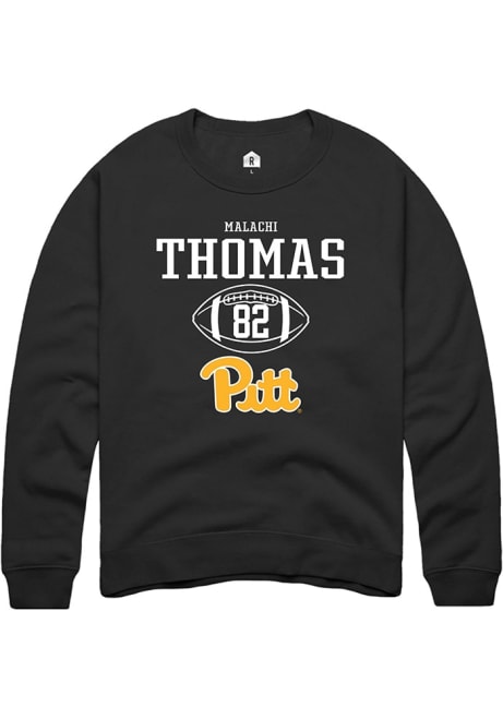 Malachi Thomas Rally Mens Black Pitt Panthers NIL Sport Icon Crew Sweatshirt