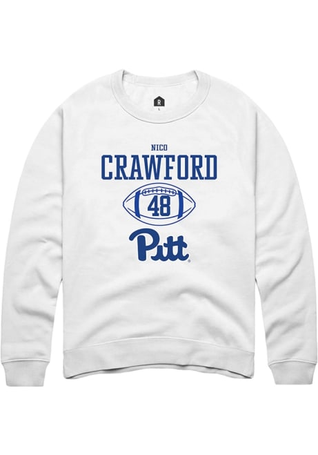 Nico Crawford Rally Mens White Pitt Panthers NIL Sport Icon Crew Sweatshirt