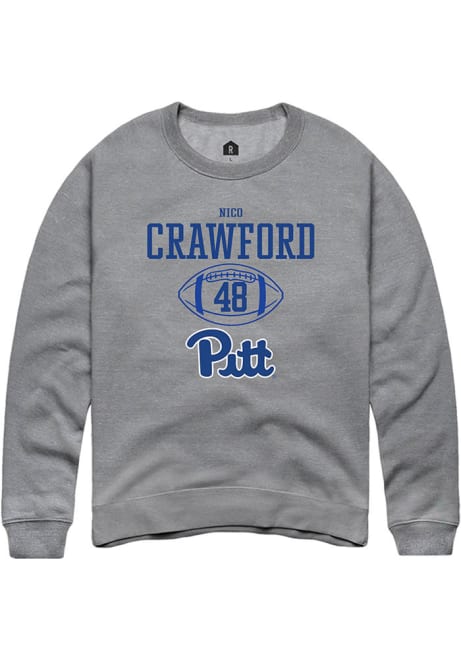 Nico Crawford Rally Mens Graphite Pitt Panthers NIL Sport Icon Crew Sweatshirt