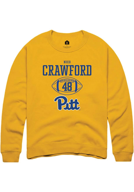 Nico Crawford Rally Mens Gold Pitt Panthers NIL Sport Icon Crew Sweatshirt