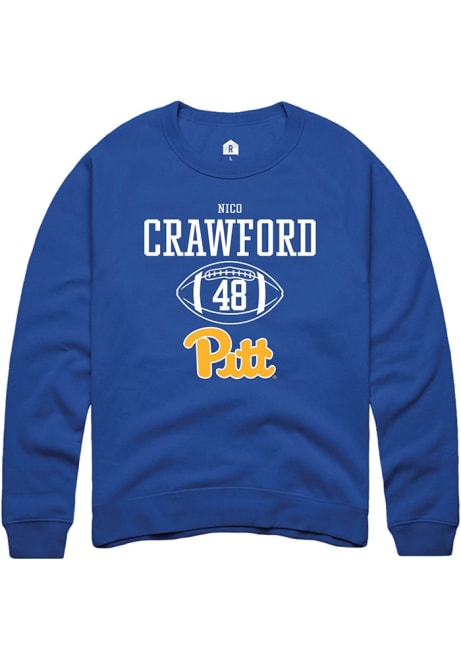 Nico Crawford Rally Mens Blue Pitt Panthers NIL Sport Icon Crew Sweatshirt