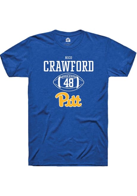 Nico Crawford Blue Pitt Panthers NIL Sport Icon Short Sleeve T Shirt