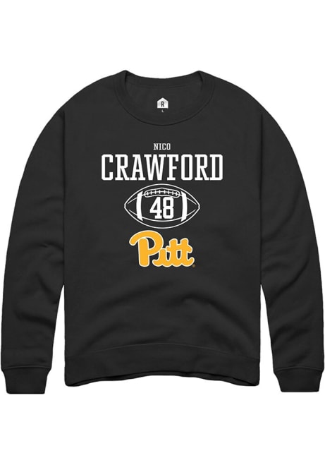 Nico Crawford Rally Mens Black Pitt Panthers NIL Sport Icon Crew Sweatshirt