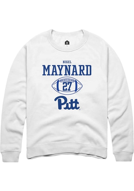 Nigel Maynard Rally Mens White Pitt Panthers NIL Sport Icon Crew Sweatshirt