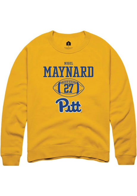 Nigel Maynard Rally Mens Gold Pitt Panthers NIL Sport Icon Crew Sweatshirt