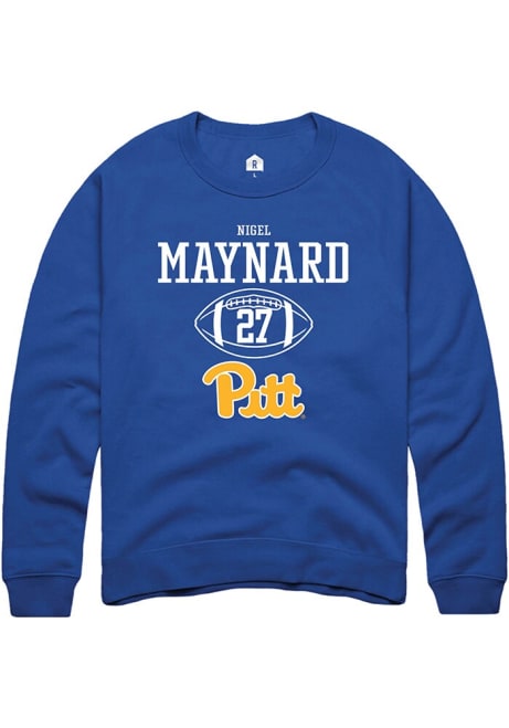 Nigel Maynard Rally Mens Blue Pitt Panthers NIL Sport Icon Crew Sweatshirt