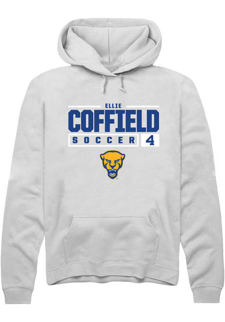 Ellie Coffield Rally Mens White Pitt Panthers NIL Stacked Box Hooded Sweatshirt