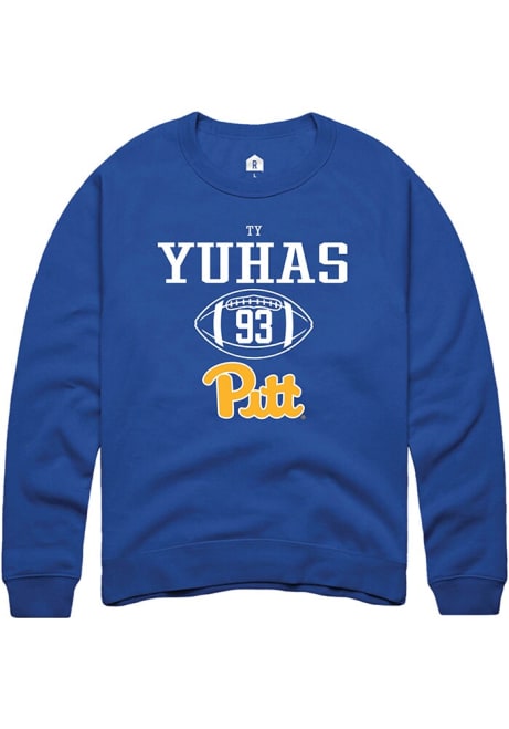 Ty Yuhas Rally Mens Blue Pitt Panthers NIL Sport Icon Crew Sweatshirt