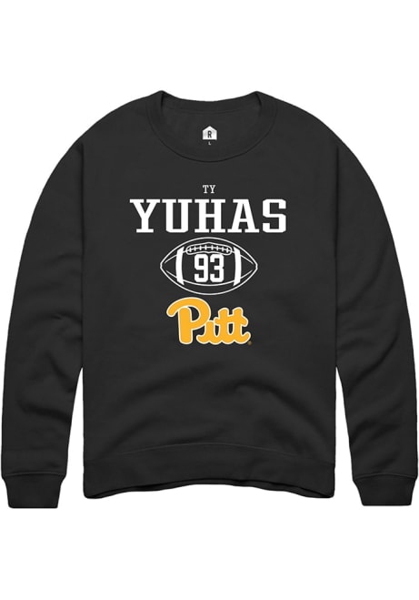 Ty Yuhas Rally Mens Black Pitt Panthers NIL Sport Icon Crew Sweatshirt