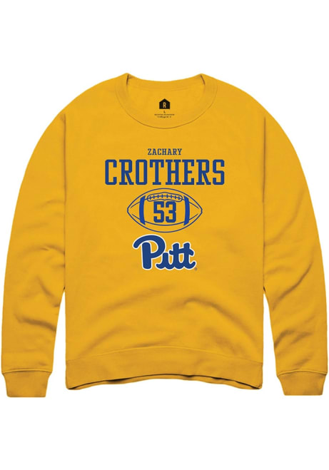 Zachary Crothers Rally Mens Gold Pitt Panthers NIL Sport Icon Crew Sweatshirt