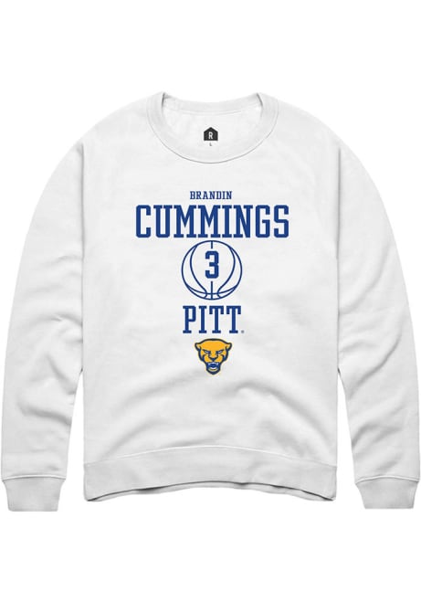 Brandin Cummings Rally Mens White Pitt Panthers NIL Sport Icon Crew Sweatshirt