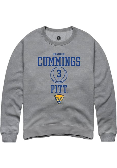 Brandin Cummings Rally Mens Graphite Pitt Panthers NIL Sport Icon Crew Sweatshirt