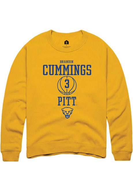 Brandin Cummings Rally Mens Gold Pitt Panthers NIL Sport Icon Crew Sweatshirt