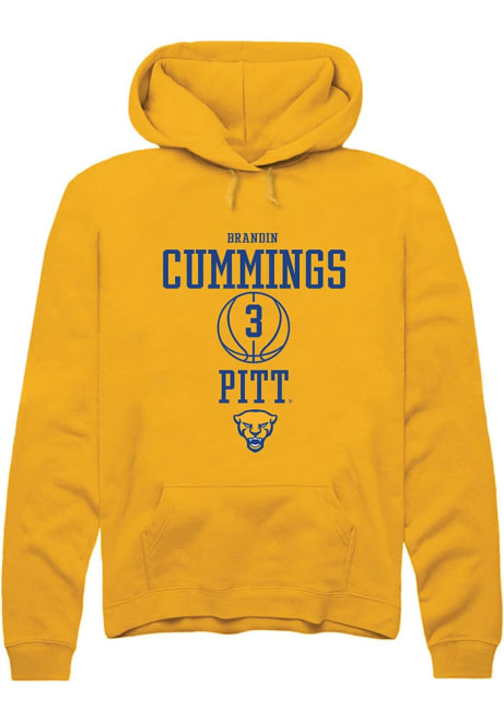 Brandin Cummings Rally Mens Gold Pitt Panthers NIL Sport Icon Hooded Sweatshirt