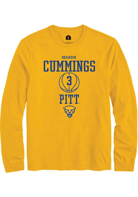 Brandin Cummings Rally Mens Gold Pitt Panthers NIL Sport Icon Tee