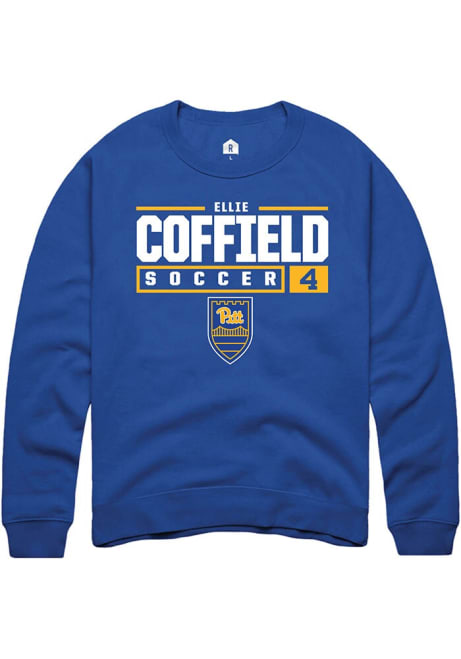 Ellie Coffield Rally Mens Blue Pitt Panthers NIL Stacked Box Crew Sweatshirt