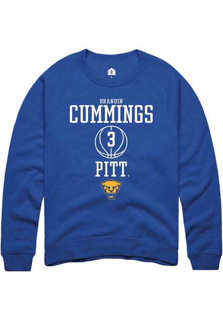 Brandin Cummings Rally Mens Blue Pitt Panthers NIL Sport Icon Crew Sweatshirt