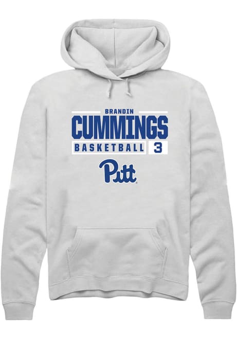 Brandin Cummings Rally Mens White Pitt Panthers NIL Stacked Box Hooded Sweatshirt