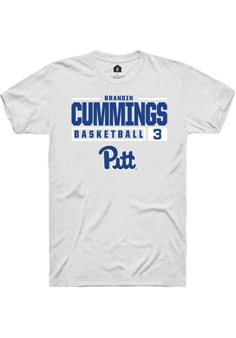 Brandin Cummings White Pitt Panthers NIL Stacked Box Short Sleeve T Shirt