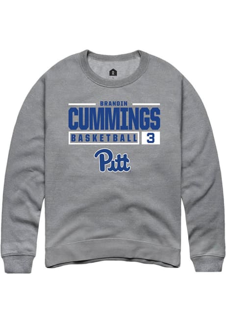 Brandin Cummings Rally Mens Graphite Pitt Panthers NIL Stacked Box Crew Sweatshirt