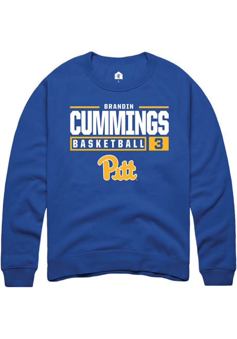 Brandin Cummings Rally Mens Blue Pitt Panthers NIL Stacked Box Crew Sweatshirt