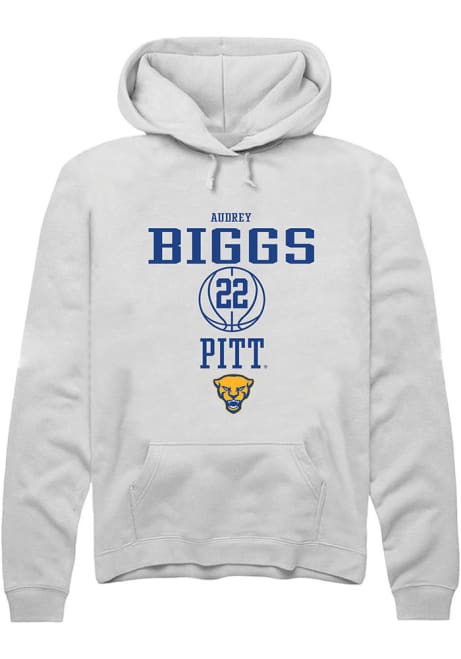 Audrey Biggs Rally Mens White Pitt Panthers NIL Sport Icon Hooded Sweatshirt