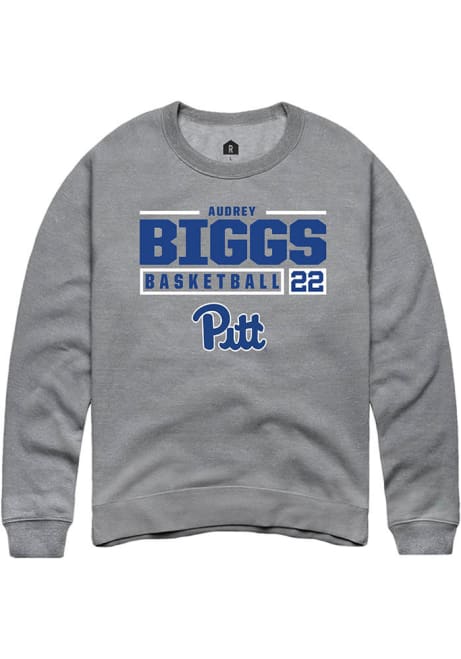 Audrey Biggs Rally Mens Graphite Pitt Panthers NIL Stacked Box Crew Sweatshirt