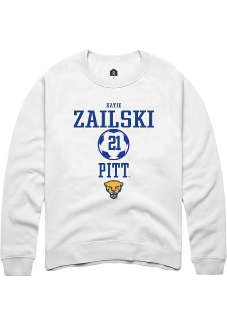 Katie Zailski Rally Mens White Pitt Panthers NIL Sport Icon Crew Sweatshirt