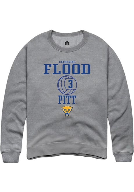 Catherine Flood Rally Mens Graphite Pitt Panthers NIL Sport Icon Crew Sweatshirt