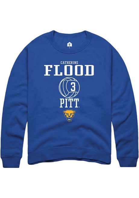 Catherine Flood Rally Mens Blue Pitt Panthers NIL Sport Icon Crew Sweatshirt