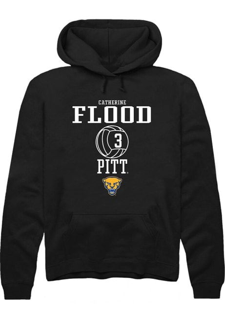 Catherine Flood Rally Mens Black Pitt Panthers NIL Sport Icon Hooded Sweatshirt