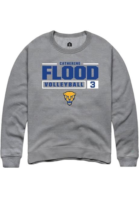 Catherine Flood Rally Mens Graphite Pitt Panthers NIL Stacked Box Crew Sweatshirt