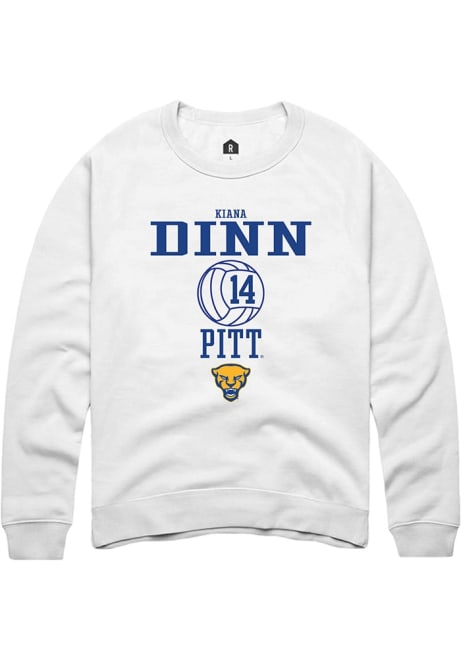 Kiana Dinn Rally Mens White Pitt Panthers NIL Sport Icon Crew Sweatshirt