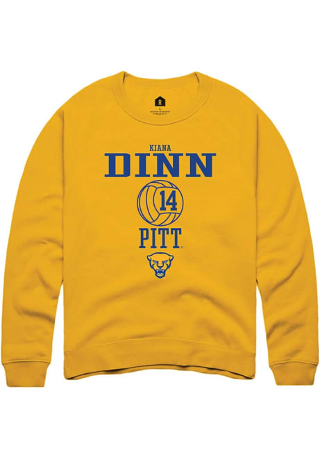 Kiana Dinn Rally Mens Gold Pitt Panthers NIL Sport Icon Crew Sweatshirt