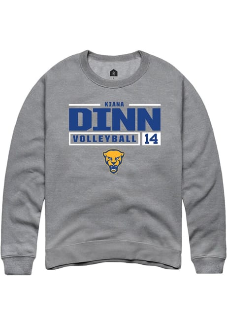 Kiana Dinn Rally Mens Graphite Pitt Panthers NIL Stacked Box Crew Sweatshirt