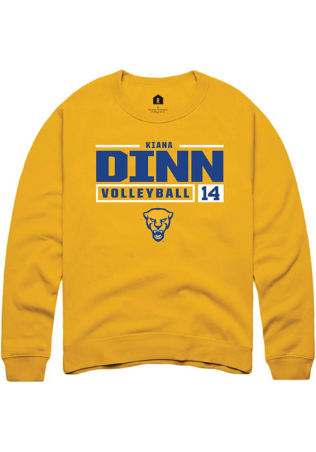 Kiana Dinn Rally Mens Gold Pitt Panthers NIL Stacked Box Crew Sweatshirt