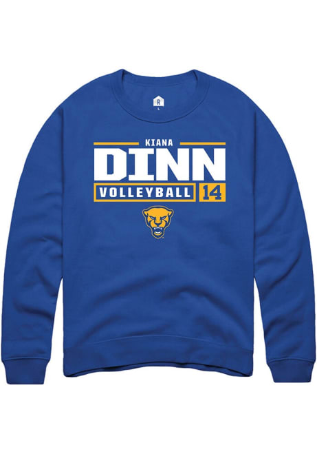 Kiana Dinn Rally Mens Blue Pitt Panthers NIL Stacked Box Crew Sweatshirt