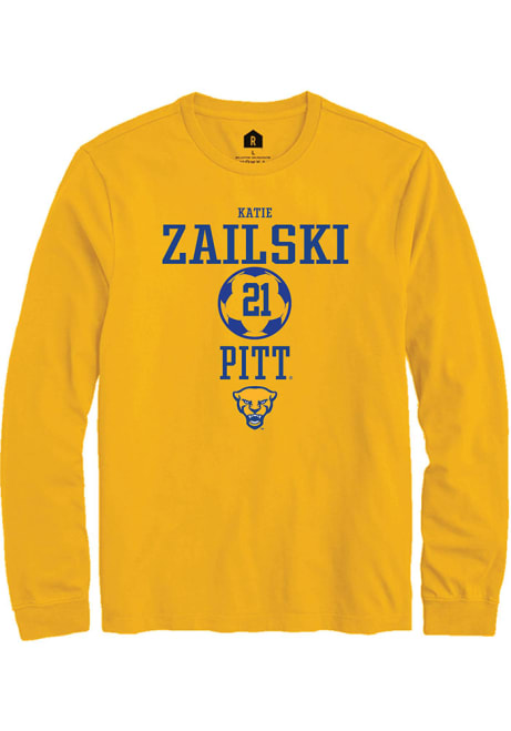 Katie Zailski Rally Mens Gold Pitt Panthers NIL Sport Icon Tee