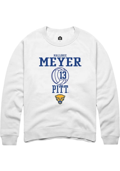 Mallorie Meyer Rally Mens White Pitt Panthers NIL Sport Icon Crew Sweatshirt