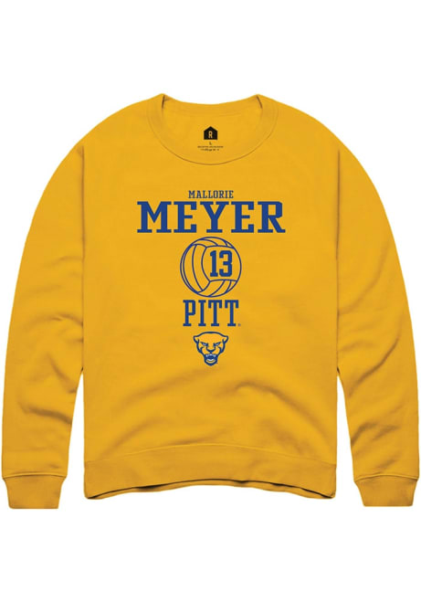 Mallorie Meyer Rally Mens Gold Pitt Panthers NIL Sport Icon Crew Sweatshirt