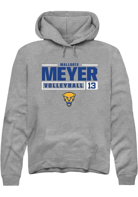 Mallorie Meyer Rally Mens Graphite Pitt Panthers NIL Stacked Box Hooded Sweatshirt