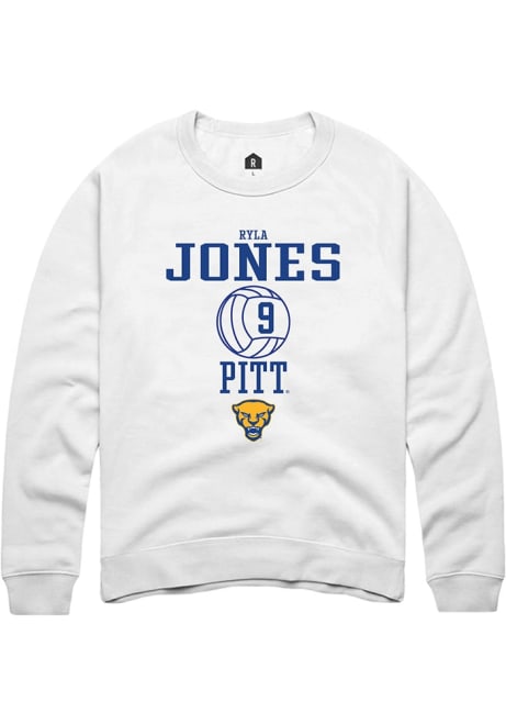 Ryla Jones Rally Mens White Pitt Panthers NIL Sport Icon Crew Sweatshirt