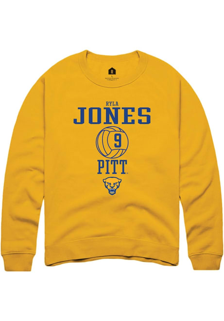 Ryla Jones Rally Mens Gold Pitt Panthers NIL Sport Icon Crew Sweatshirt