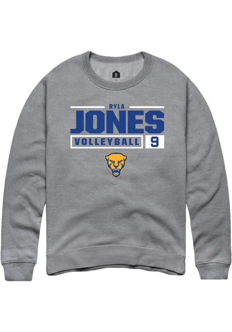 Ryla Jones Rally Mens Graphite Pitt Panthers NIL Stacked Box Crew Sweatshirt