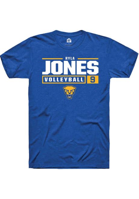 Ryla Jones Blue Pitt Panthers NIL Stacked Box Short Sleeve T Shirt